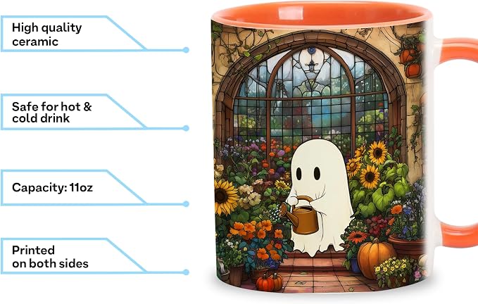 Hyturtle Cute Ghost Plant Mug Gifts For Plant Lovers on Birthday Halloween | Gardener Gift Ideas, Gardening 11oz Coffee Cup for Women, Vivid double-sided print, Comfort grip handle, Premium ceramic - Image 7