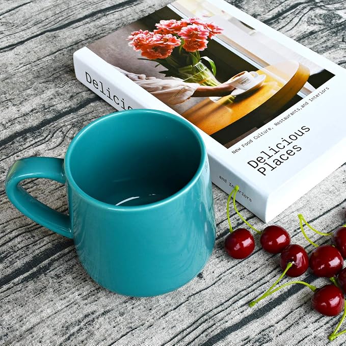 Bosmarlin Large Glossy Ceramic Coffee Mug, Tea Cup for Office and Home, 18 oz, Suitable for Dishwasher and Microwave, 1 Pack (Aquamarine) - Image 2