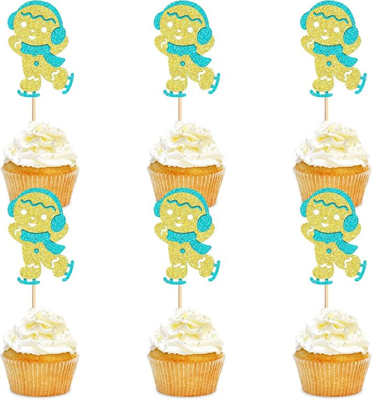 24PCS Christmas Gingerbread Man Cupcake Toppers Picks Xmas Holiday Cupcake Picks Merry Christmas Theme Holiday Baby Shower Birthday Party Cake Decorations Supplies by Cyodoos