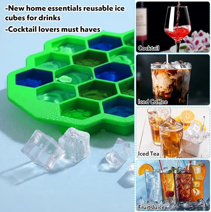 19 Cavity Honeycomb Silicone Mold, Food Grade Bee Silicone Baking Mold, Non-Stick Gummy Molds for Chocolate, Candy, Jelly, Ice Cube, Soap Making (Green) - Image 6