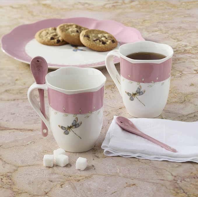 Lenox 897803 Butterfly Meadow Color Mugs With Spoons, Set Of 2, Pink - Image 4