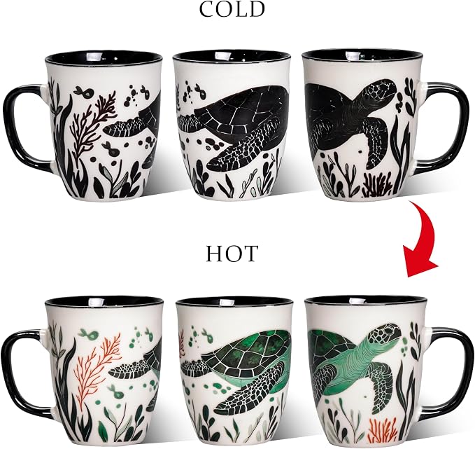 Color Changing Coffee Mugs - 16oz Ceramic Sea Turtle Mug, Ocean Animal Coffee Mugs for Women, Gifts for Mom Wife Mother's Day & Christmas - Image 5