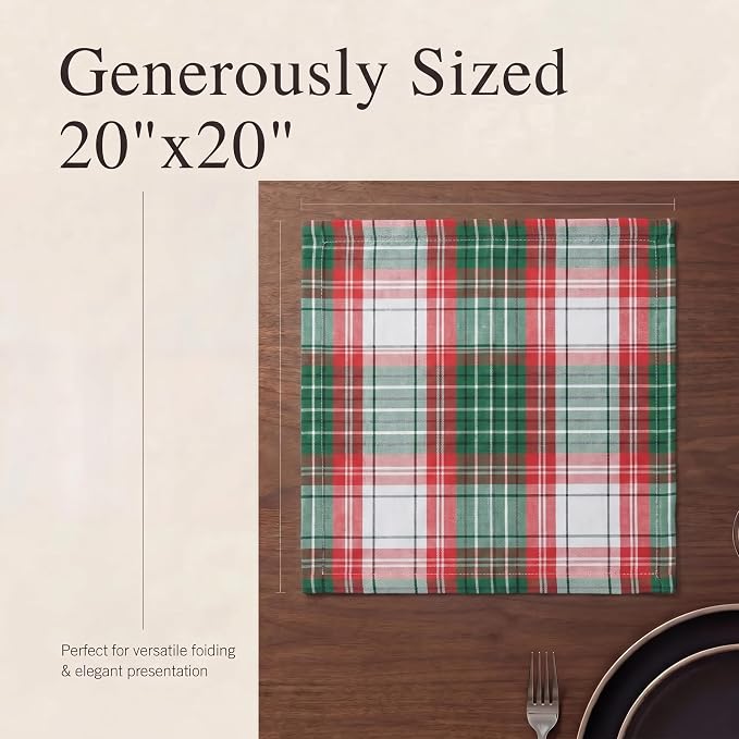 Urban Villa Cloth Napkins Cotton 20x20 (Set of 12) Christ Check - Image 6