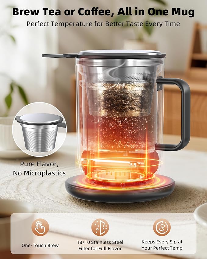 Nuwave Smart Heated Coffee Mug with Custom Brew Modes, Rechargeable, 16oz | Self Heating Temperature Control Mug with LED Display, Double-Wall Vacuum Insulation, 5-Hour Battery Life, Auto Shut-Off - Image 7