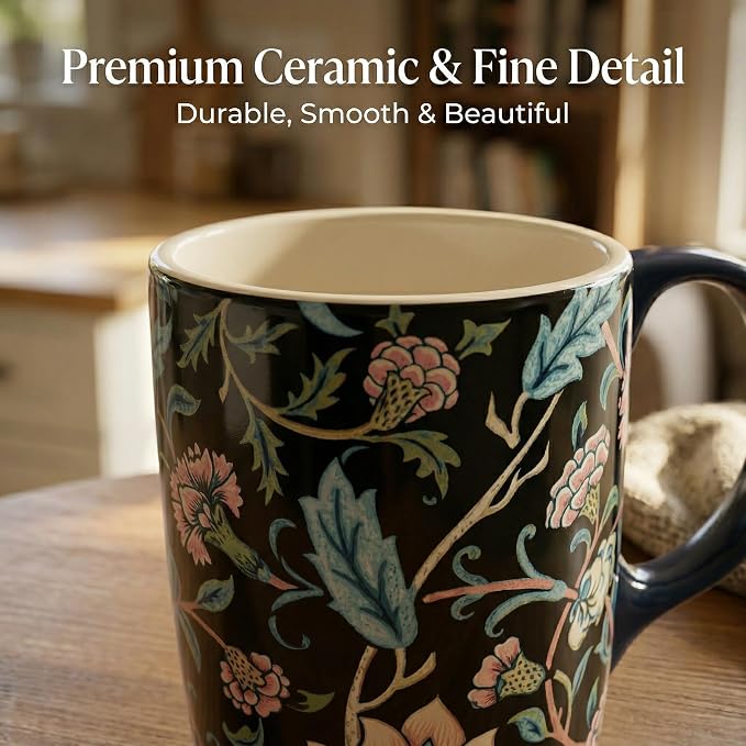 Topadorn Ceramic Travel Mug with Lid, Vintage Art, 17oz | Vintage Botanical Artwork • 17oz Capacity • Microwave & Dishwasher Safe • Gift Box Included - Image 8