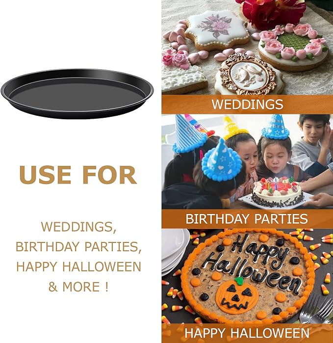 Round Cake Pan, 10 Inch Cake Pan Giant Shollow Baking Pan Round Sheet Cake Tray Pan for Christmas Baking - Image 7