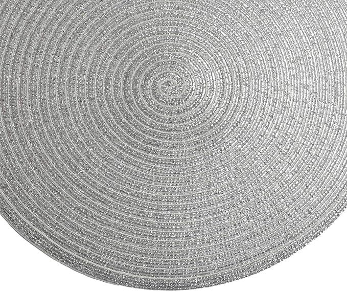 SHACOS Silver Glitter Round Placemats Set of 6 Sparkle Bling Place Mats Glitz Table Mats for Holiday Home Party Wedding Festive Table Decoration (6, Silver) - Image 7