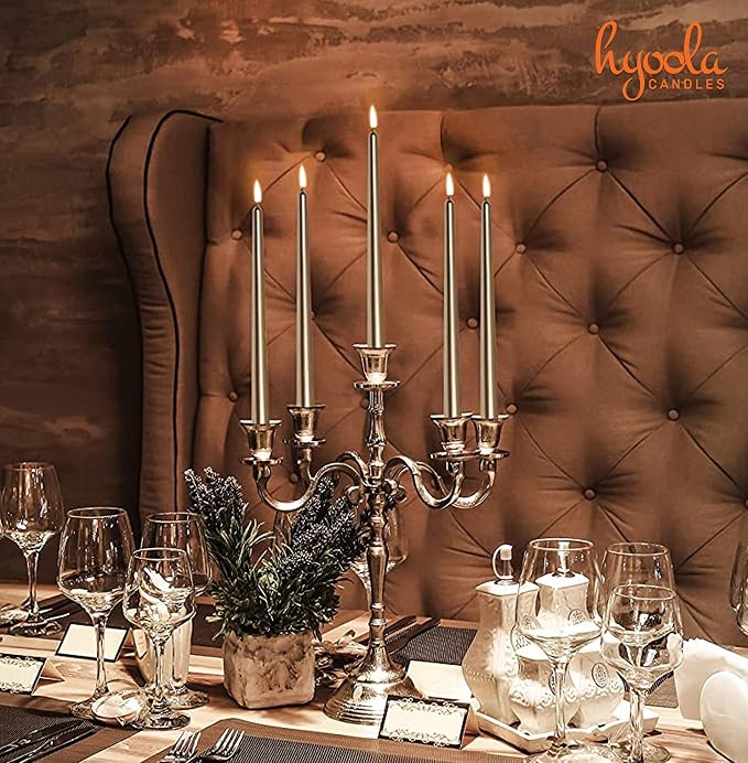 Hyoola Tall Metallic Antique Gold Taper Candles - 12 Inch - Dripless - 12 Pack - 10 Hour Burn Time - Image 6