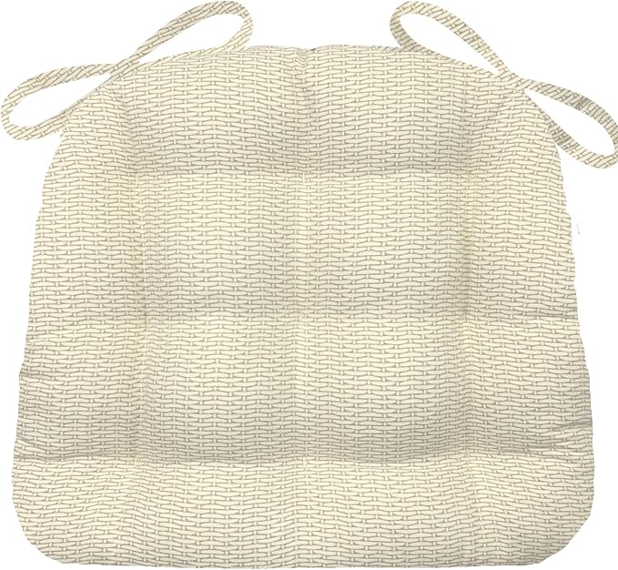 Barnett Home Decor Basketweave Natural Dining Chair Pad with Ties - 15 x 17 Size Small Chair Cushion - Latex Foam Fill - 100% Cotton, Made in USA - Machine Washable, Reversible by BarnettHomeDecor