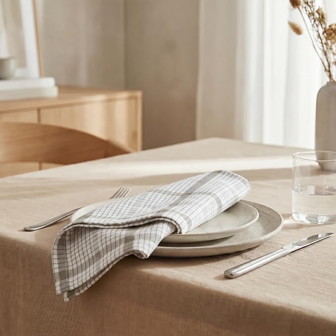 Urban Villa Cloth Napkins Cotton 20x20 (Set of 12) Tiny Checks - Image 4