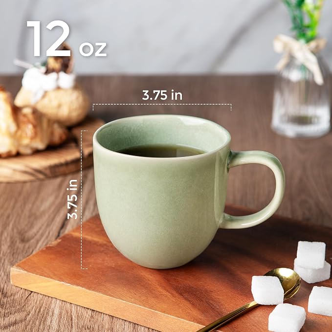 AmorArc 12oz Coffee Mugs, Ceramic Coffee Mugs set of 6 for Man, Woman, Dad, Mom, Modern Coffee Mugs with handle for Latte/Cappuccino/Milk/Cocoa. Dishwasher&Microwave Safe, Olive Green - Image 3