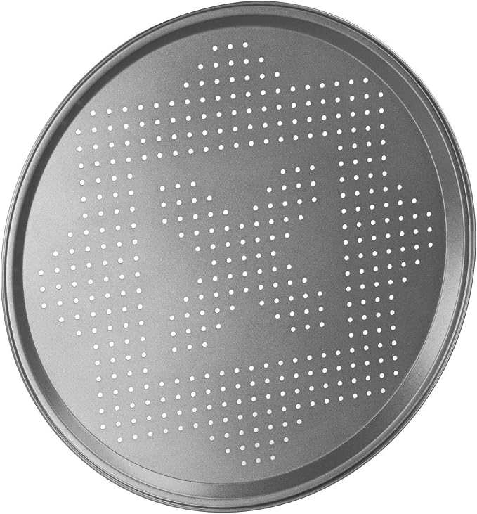 Chef Aid Pizza Pan Perforated 32cm Diamater Tray for Oven Use, non-stick Baking, Crisper with Even Heat Distribution, Grey by Unknown