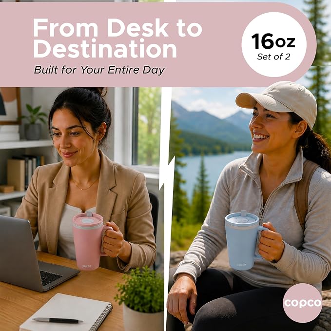 Copco Cone Desk Mug 16 Oz - Light Blue & Pink, Set of 2 - Image 7