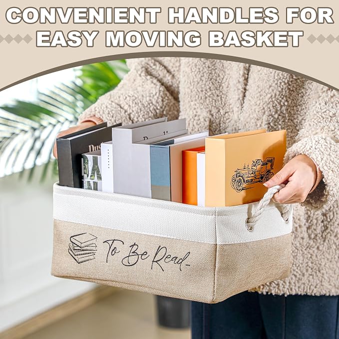 Marsui Book Lover Gifts TBR Book Storage Basket to Be Read List Storage Bin Bookish Accessories Bookworm Gift for Club Members Student Teacher Reading Accessories - Image 3