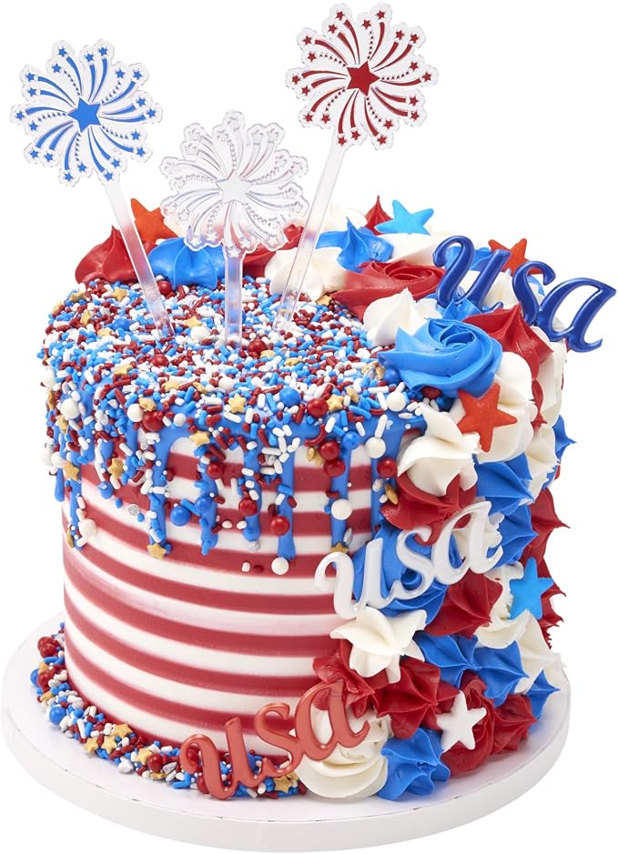 DECOPAC Firecracker Deluxe Fusion Mix, 26oz, Fancy Patriotic Candy Sprinkles in Handheld Container, Edible Sprinkles For Celebration Cakes, Cupcakes, Cookies and Donuts, Red, White, and Blue - Image 7