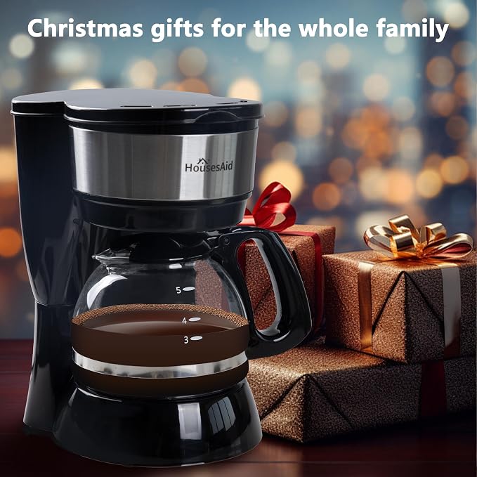 5 Cup Compact Coffee Maker,0.75L Small Drip Coffee Machine | 650W Fast Brew, Glass Carafe, Space Saving Design for 1-2 People, Ideal for Apartment, Dorm and Office Use - Image 8