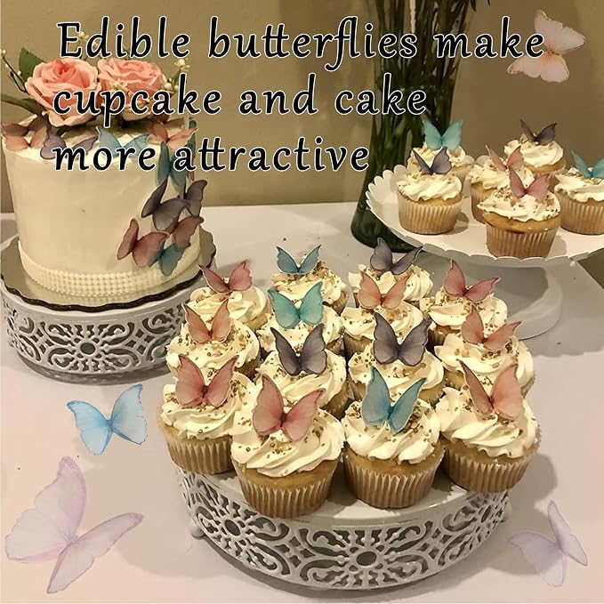 48Pcs Edible Butterflies for Cake Decorating Wafer Paper Butterfly Cupcake Toppers Edible Cake Toppers for Wedding Birthday Party Cupcakes Decorations(Mix Color) - Image 5