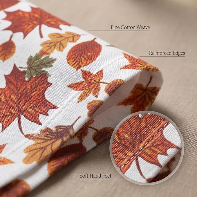 Urban Villa Cloth Napkins Cotton 20x20 (Set of 12) Harvest Leaf Print - Image 5