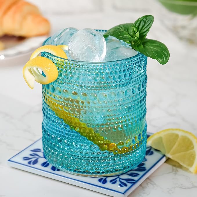 Kate Aspen Hobnail Beaded Drinking Glasses Vintage Glassware Set | Cocktail Glass Set, Juice Glass, Water Cups | Makes A Great Hostess Gift, Gift for Newlyweds (Aqua Blue) - Image 7