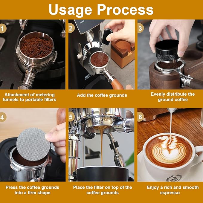 53mm Espresso Accessories Kit, Espresso Distributor, Dosing Funnel and Puck Screen Set, WDT Tool Espresso, Coffee Tamper Espresso Machine Accessories for 53 mm Portafilter Barista Tools