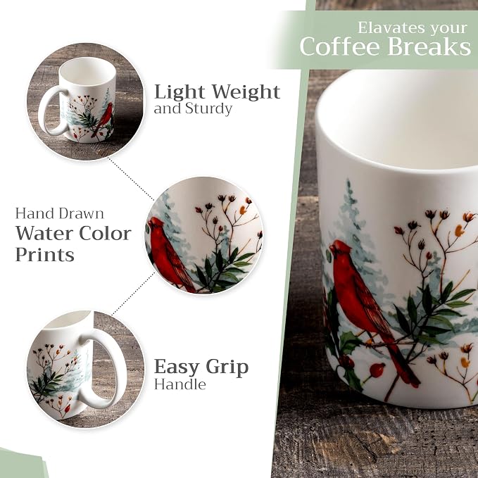Maison d' Hermine Coffee Mug with Handles Tea Cups (15 Ounce, Pack of 2) | Fine Bone China Coffee Mugs for Hot Beverages Cappuccino Latte Home Restaurant Hotel Spring Summer -Morzine - Image 5