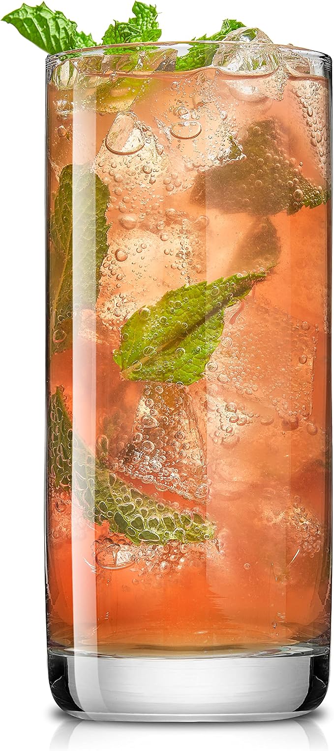 JoyJolt Faye 13oz Highball Glasses, 6pc Tall Glass Sets. Lead-Free Crystal Drinking Glasses. Water Glasses, Mojito Glass Cups, Tom Collins Bar Glassware, and Mixed Drink Cocktail Glass Set - Image 8