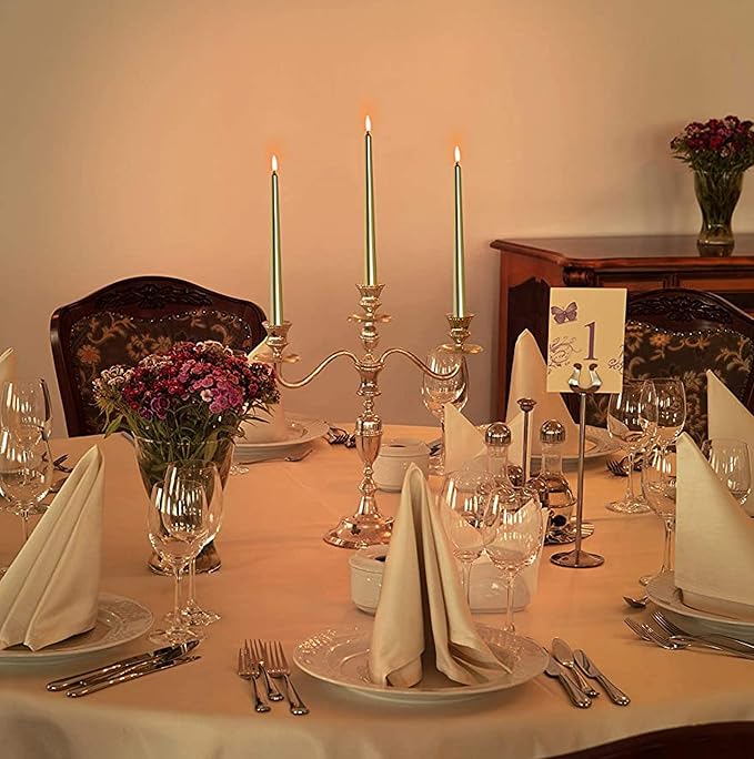 Hyoola Tall Metallic Cream Gold Taper Candles - 10 Inch - Dripless - 12 Pack - 8 Hour Burn Time - Image 7