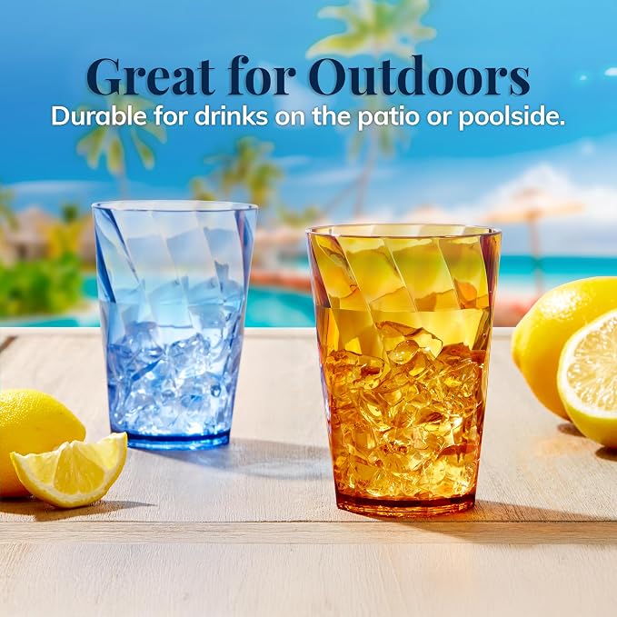 US Acrylic Optix Mini Plastic Reusable Drinking Glasses (Set of 8) 8oz Juice Cups in Jewel Tone Colors | BPA-Free Tumblers, Made in USA | Top-Rack Dishwasher Safe - Image 7