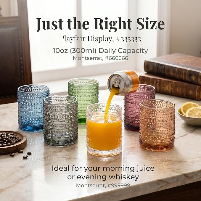 Mfacoy Colored Hobnail Drinking Glasses Set of 6, 10oz Vintage Kitchen Glassware, Embossed Beaded Glass Cups, Water Glasses, Beaded Colorful Water Tumbler for Cocktail, Juice and Various Mixed Drinks - Image 7