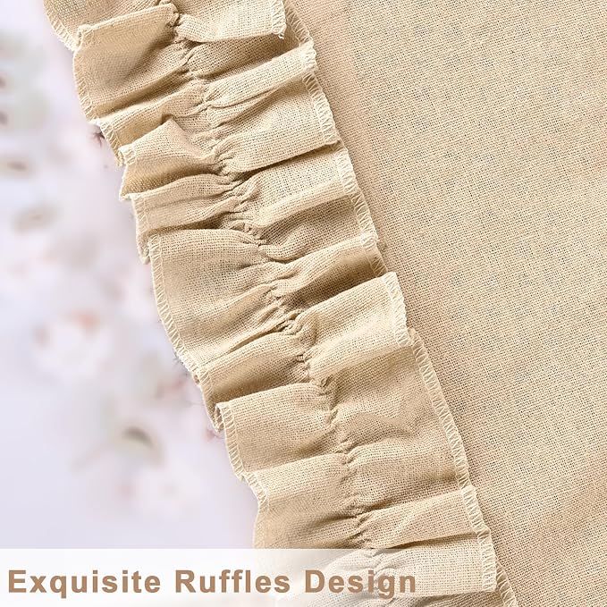 Likiyol Linen Valances for Windows Farmhouse Window Valances with Ruffle Rustic Country Light Filtering Kitchen Valance Curtains Rod Pocket Valance for Bathroom Cafe, Linen, 52" W X 18" L - Image 6