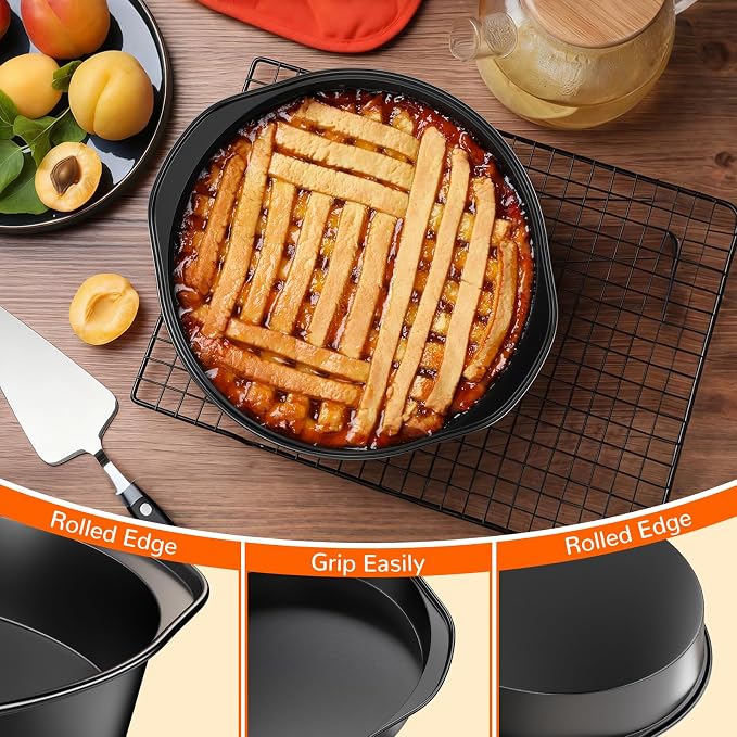 8 Inch Round Cake Pan with Handle, 3PCS Nonstick Cake Pans with 100 PCS Parchment Paper - Image 4