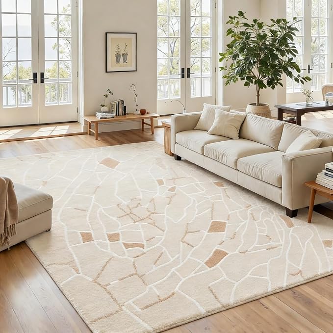 6x9 Area Rug, Machine Washable Soft Living Room Rug - Stain Resistant Non-Slip Rug for Bedroom, Pet Friendly, Modern House Decor by RICKYSERRA