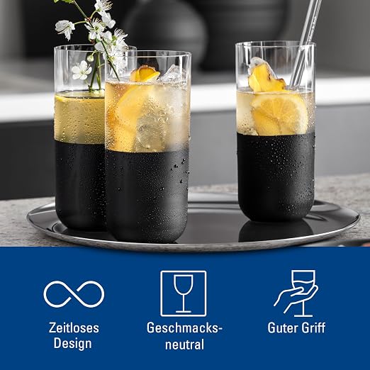 Villeroy & Boch Manufacture Rock Collection Longdrink Glass Set, Set of 4, Crystal Glass with Matte Black Base, Made in Europe, Capacity 10 oz | Matte black crystal glass long drink glasses, hand wash only, make cocktail hour feel like a design statement - Image 7