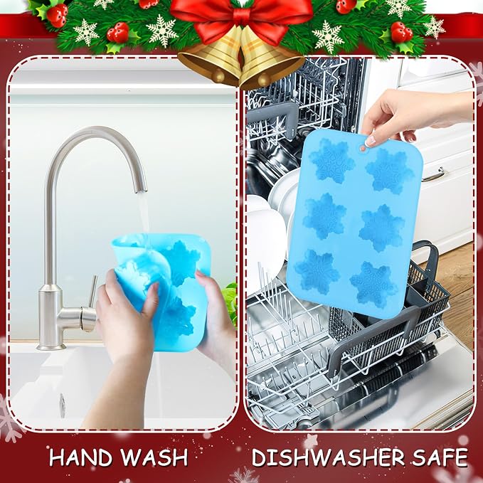 3Pcs Snowflake Molds Christmas Silicone Cake Trays Cookie Soap | Reusable Non Stick Chocolate Molds, for Christmas Muffin Jelly Ice Cube Making, Winter Party Home Decorations - Image 5
