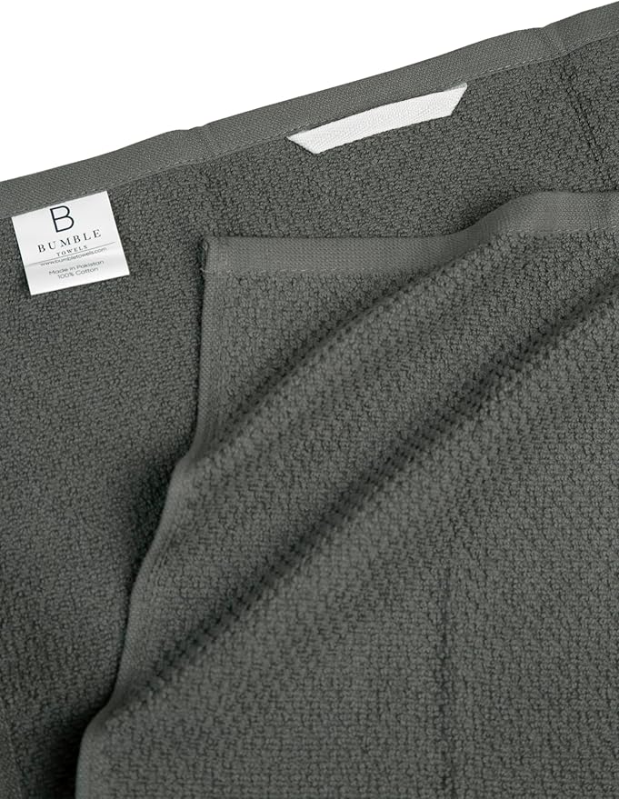 Bumble Kitchen Towels 6 Pack 100% Cotton 16"x26" - Grey Wide Stripe | 430 GSM Soft Kitchen Hand Towels with Hanging Loop, Highly Absorbent & Durable for Washing and Drying Dishes - Image 5