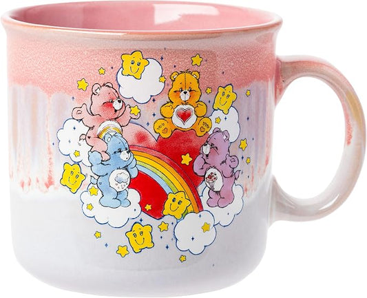 Silver Buffalo Care Bears Rainbow Stars, Reactive Glaze Camper Mug, 20oz | Grumpy and Share Bear, Ceramic, Tenderheart, Cheer, 0.59 Liters by SilverBuffalo