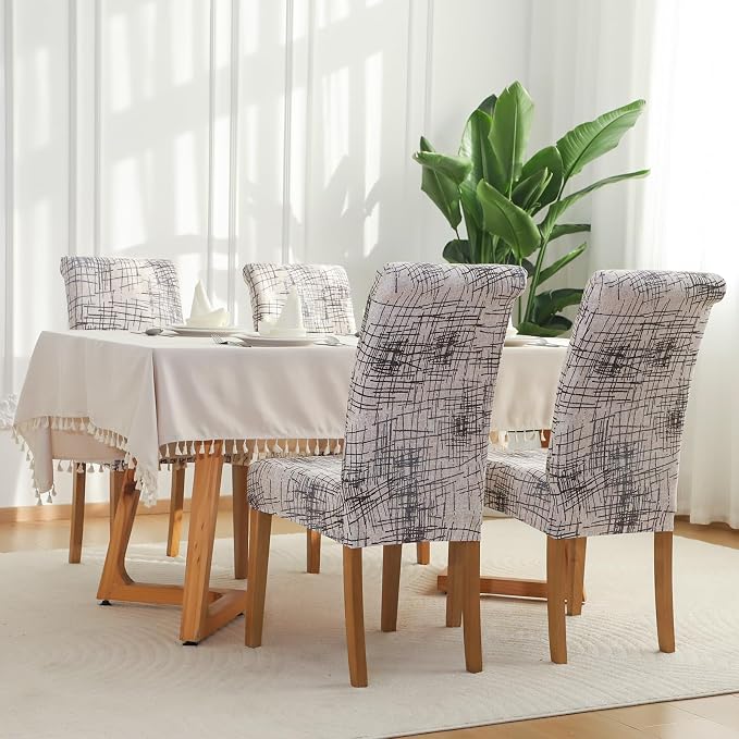 FORCHEER Chair Covers for Dining Chairs Set of 6,Beige Stretch Dining Room Chair Cover Kitchen Parsons Chair Slipcovers (Pack of 6, Beige) - Image 2