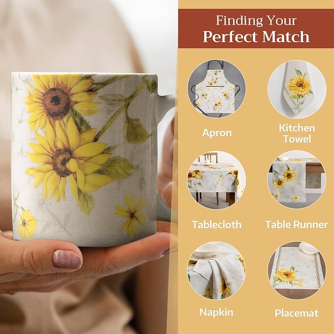Maison d' Hermine Coffee Mug with Handles Tea Cups (12 Ounce, Pack of 1) | Fine Bone China Coffee Mugs for Hot Beverages Cappuccino Latte Home Restaurant Hotel Spring Summer -Candice - Tournesol - Image 6