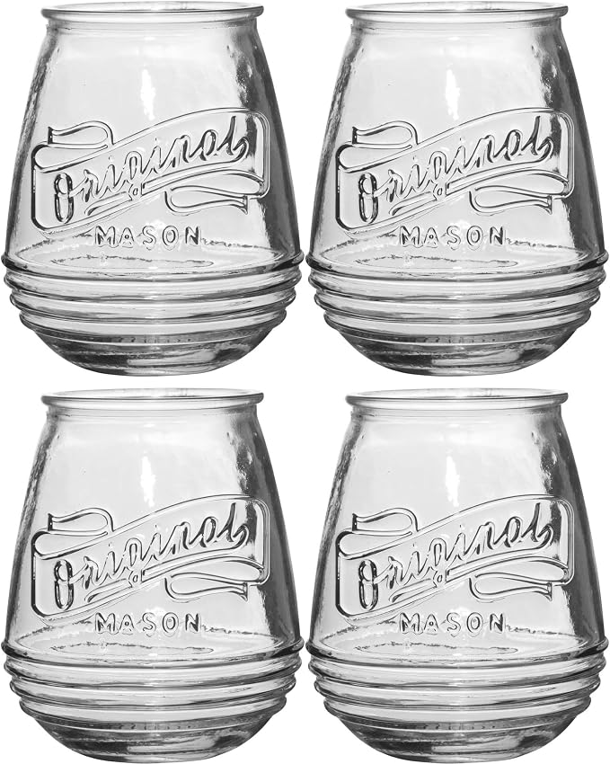 Glaver's Stemless Wine Glasses 21 Oz. Set Of 4 Original Mason Vintage Goblet Beverage Glasses Uses For Your Cocktail Lounge, Whiskey Parties, and Everyday Dinner Table. Dishwasher Safe. (Large) - Image 6