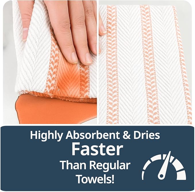 LANE LINEN Kitchen Towels Set - Pack of 4 Cotton Dish Towels for Drying Dishes, 18”x 28”,Absorbent Tea Towels, Quick Drying Kitchen Towel Set - Coral - Image 5