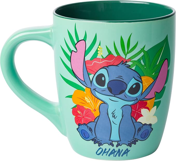 Silver Buffalo Disney Lilo and Stitch Tropical Ohana, Ceramic Mug, 25oz | Sitting Pose, Jumbo Curved Cup, 0.74 Liters - Image 2