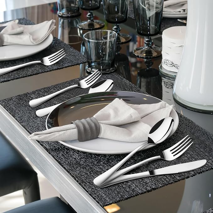 Silverware Set for 6,30 Piece Stainless Steel Flatware Utensils Cutlery Set | Heavy Duty Steak Knife Fork and Spoon, Dishwasher Safe, Gift Package for Wedding Housewarming - Image 7