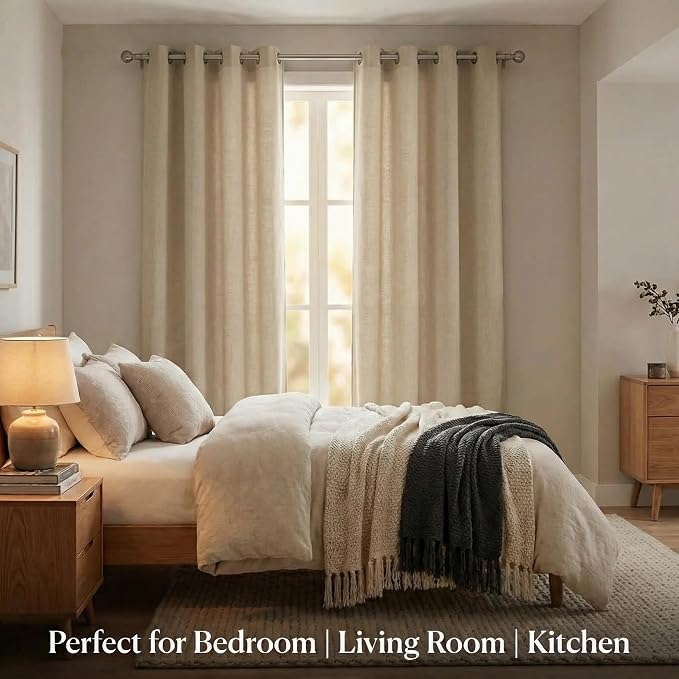 Urban Villa Cotton Grommet Curtains 52x84 (2 Panels) Ivory - Image 3