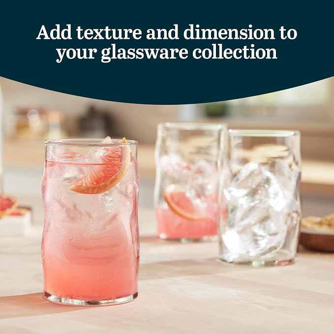 Libbey Lava Tumbler Drinking Glasses, All Purpose, Molten Groove Glasses Set of 8, Tactile, Tall Drinking Glasses for Water, Cocktails - Image 2