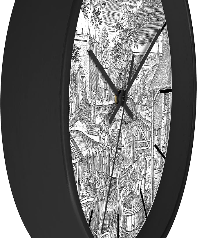 Mozingo ~ Wine Clock for Kitchen Bar Wall It's Wine O'clock Silent Time Gift Home Decor Made In USA, 10" (Hour Marks - Lines, Clock Frame Color - Black, Wine Theme #06) - Image 2