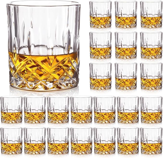 Whiskey Glasses - Premium Set of 24 Elegant and Clear Tumbler Glasses for Whisky, Scotch, and Bourbon - Barware Glassware by Itmakesourlifehappies