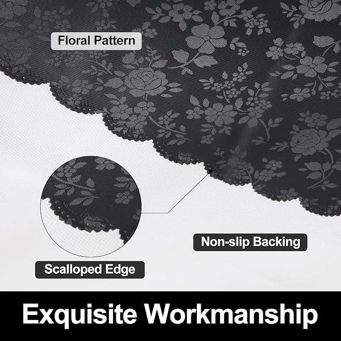 Smiry Rectangle Waterproof Heavy Duty Vinyl Tablecloths, 60 x 140 Inch | Wipeable Washable Floral Embossed Table Cover for Kitchen and Dining Room, Indoor & Outdoor Use, Black - Image 5