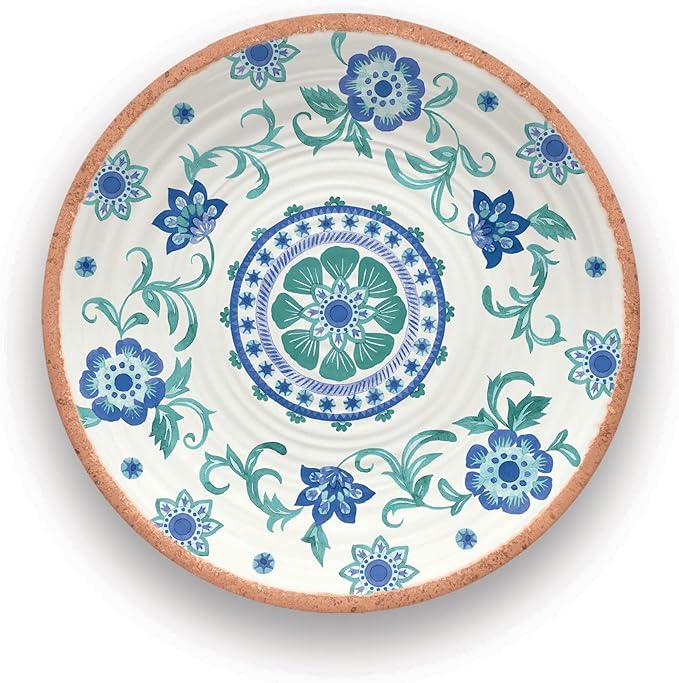 TarHong Rio Turquoise Floral Salad Plate, 8.5", Melamine, Set of 6 - Image 2