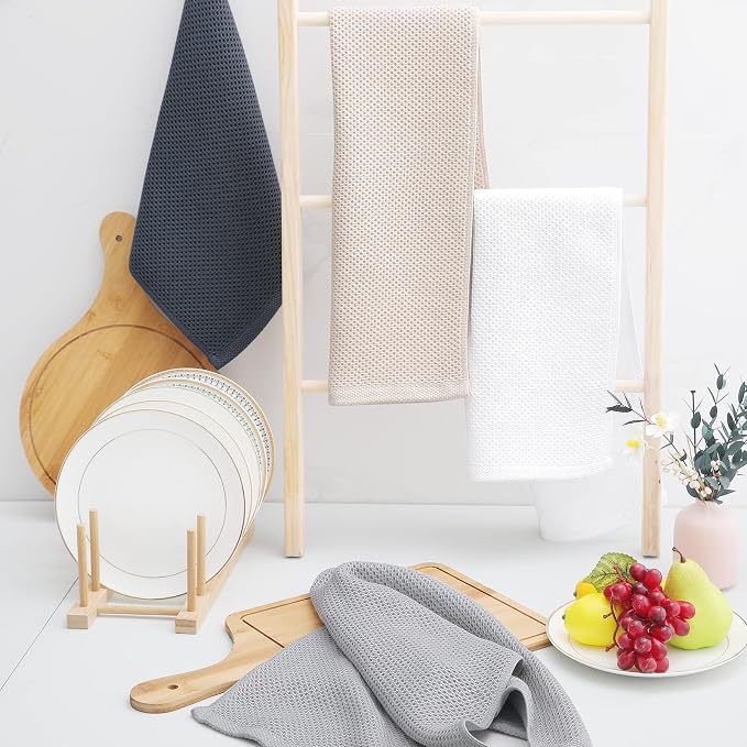 Homaxy 100% Cotton Waffle Weave Kitchen Dish Towels 6-Pack, White | 13 x 28 Inches, Ultra Soft Absorbent Dish Towels, Quick Drying Cleaning Towels - Image 6