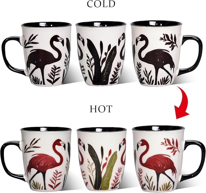 Ceramic Flamingo Coffee Mug - 16oz Color Changing Mug, Large Coffee Mugs for Hot Cocoa Tea, Pink Flamingo Gifts for Women, Valentine's Day Gifts for Girlfriend Wife - Image 5